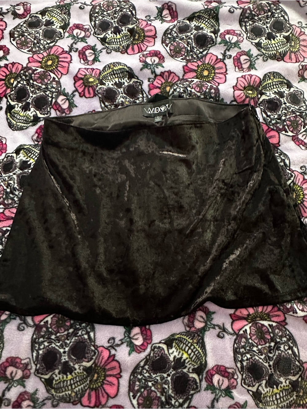 Dolls Kill Black Velvet Mini Skirt